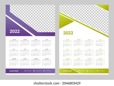 2022 calendar design week start on Monday