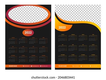 2022 calendar design week start on Monday