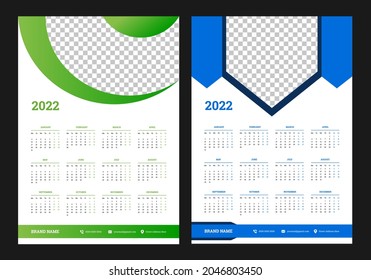 2022 calendar design week start on Monday