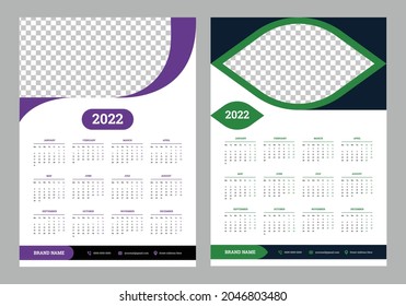 2022 calendar design week start on Monday