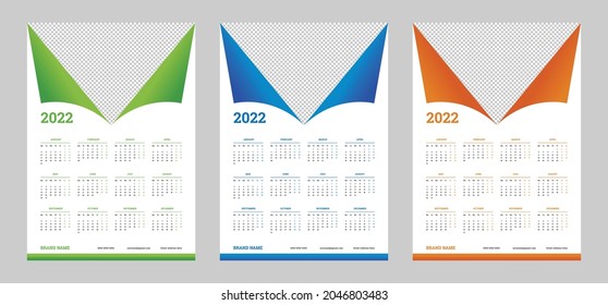 2022 calendar design week start on Monday