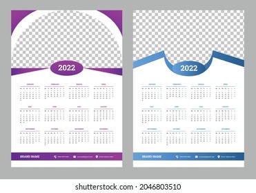 2022 calendar design week start on Monday