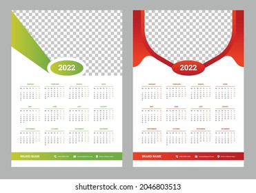 La semana de diseño del calendario 2022 comienza el lunes