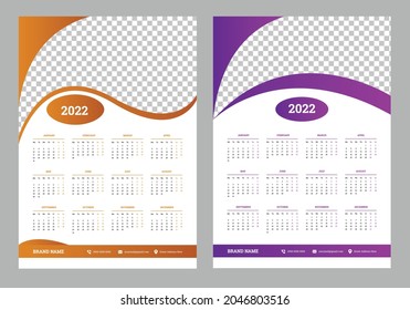 2022 calendar design week start on Monday
