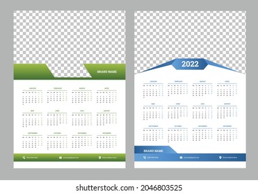 2022 calendar design week start on Monday