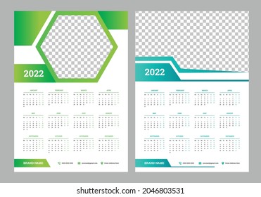 2022 calendar design week start on Monday