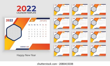 2022 calendar, desk calendar 2022 calendar in geometric style