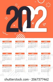 2022 Calendar flat design with simple geometric shapes. Vector EPS10 graphic.