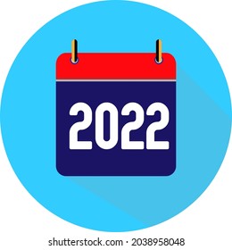 2022 Calendar Flat Style Icon Long Shadow. Business Calendar Planner Flat Vector Icon. Vector Illustration