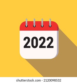 2022 calendar icon with long shadow    yellow background