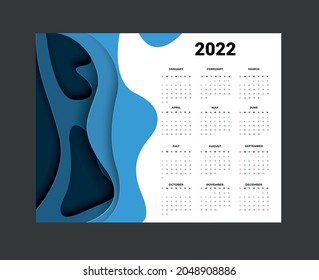 2022 Calendar - illustration. Template. Mock up