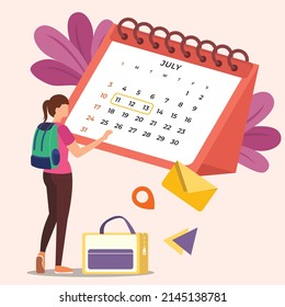 2022 calendar in June. Desktop Calendar Vector Template. Vector colorful illustration.