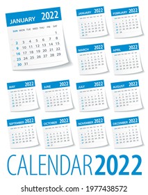 2022 Calendar Leaves Set - Vector Illustration