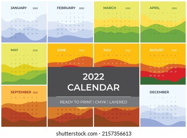 2022 Calendar Modern Style Vector