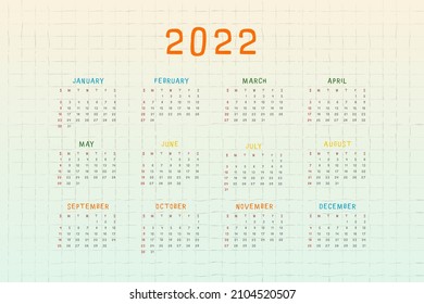 2022 calendar with multicolor cute childish design