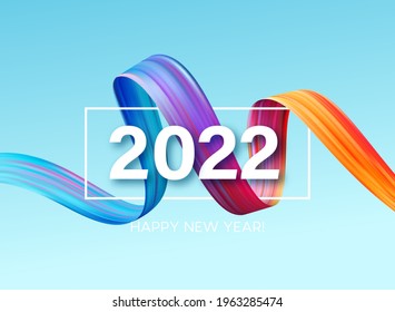 2022 Calendar number header on colorful abstract color brush paint stroke background. Happy 2022 new year and Christmas colorful background. Vector illustration EPS10