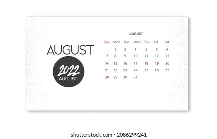 2022 Calendar On White Background, Calendar Design In Two Formats