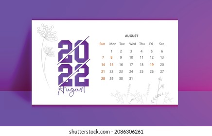2022 Calendar On White Background, Calendar Design In Two Formats