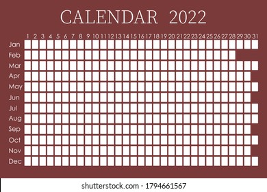 Kalenderplaner 2022. С Corporate Design-Woche. Einzeln auf rotem Hintergrund. Platz für Aufkleber.