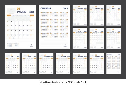 2022 calendar planner set for template corporate design week start on Sunday.