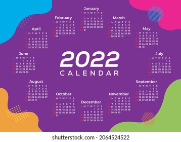 2022 calendar planner set for template corporate design week start on Sunday