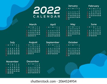 2022 calendar planner set for template corporate design week start on Sunday