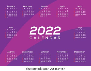 2022 calendar planner set for template corporate design week start on Sunday