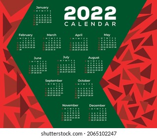 2022 calendar planner set for template corporate design week start on Sunday