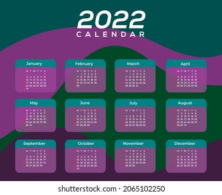 2022 calendar planner set for template corporate design week start on Sunday