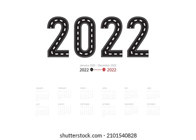 2022 calendar roadmap planner template design.
Isolated vector illustration on white background.