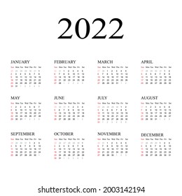 
2022 calendar set for template corporate design week start on Sunday.


