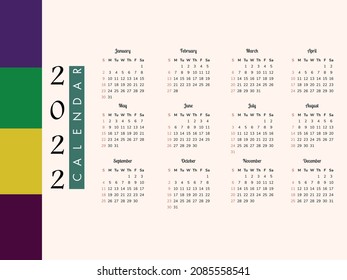 2022 calendar template elegant bright