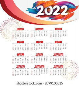 2022 Calendar Template Free Vector 
