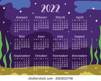 2022 Calendar template modern abstract stylish 