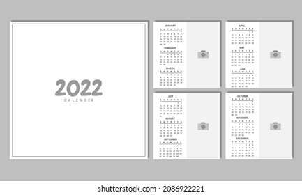 2022 calendar template on a simple white background. Corporate desk calendar ready to print. Sunday starts on Monday. week as a weekend. good for daily log, business, schedule, planner, etc.