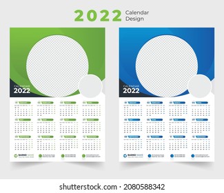 2022 Calendar Template, Wall Calendar Design 2022 Vector, Wall Calendar Design