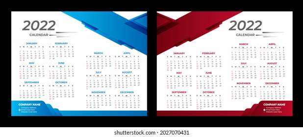 2022 Calendar Template Wall Calendar 2022 Vector Desk Calendar Design