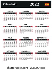2022 Calendar - vector stock illustration. Spain, Spanish version