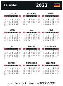 2022 Calendar - vector stock illustration. Germany