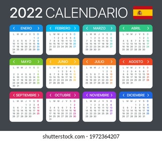 2022 Calendar - vector template graphic illustration - Spanish Version