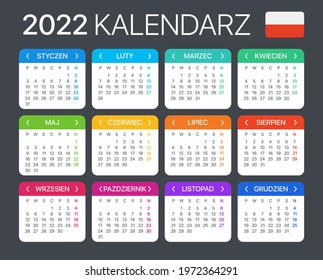 2022 Calendar - vector template graphic illustration - Poland version