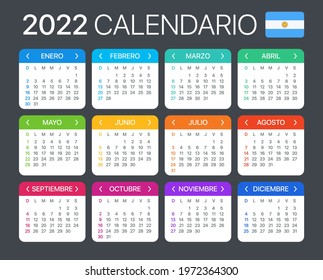 2022 Calendar - vector template graphic illustration - Argentinian version