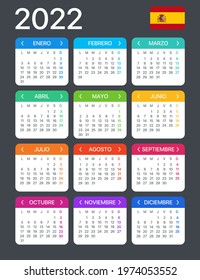 2022 Calendar - vector template graphic illustration - Spanish Version