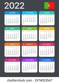 2022 Calendar - vector template graphic illustration - Portuguese version