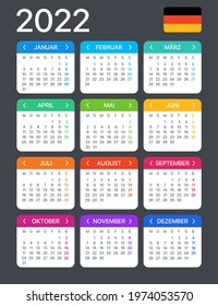 2022 Calendar - vector template graphic illustration - German version