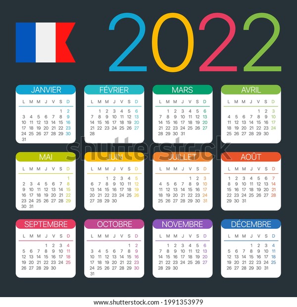 2022 Calendar Vector Template Graphic Illustration Stock Vector