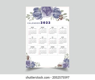 2022 Calendar with Watercolor Flower