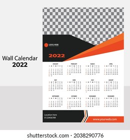 2022 Calendar, calendar 2022 week start Sunday, corporate design vector template