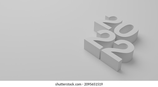 2022 calligraphy with 3d numbers on white background of Happy New Year celebration for flyers, posters, business decoration sign, brochure, card, banner, postcard.