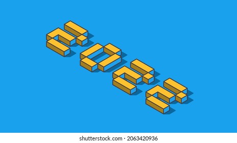 2022 calligraphy with 3d pixel numbers on background of Happy New Year celebration for flyers, posters, business decoration sign, brochure, card, banner, postcard. Vector illustration